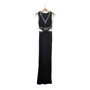 SemSem Dana Black Cut-Out Embellished Gown Size XS
